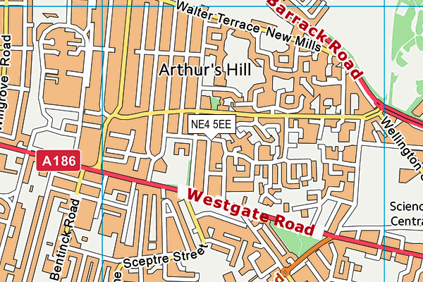 NE4 5EE map - OS VectorMap District (Ordnance Survey)