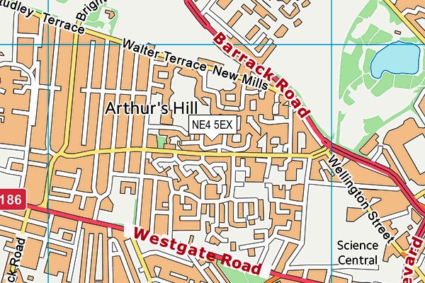 NE4 5EX map - OS VectorMap District (Ordnance Survey)