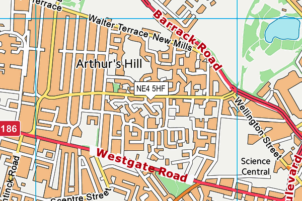 NE4 5HF map - OS VectorMap District (Ordnance Survey)