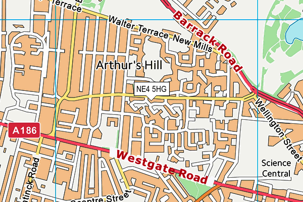 NE4 5HG map - OS VectorMap District (Ordnance Survey)