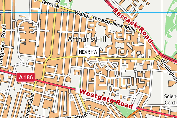 NE4 5HW map - OS VectorMap District (Ordnance Survey)