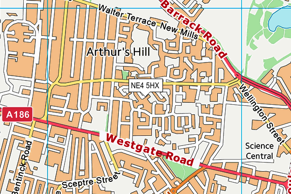 NE4 5HX map - OS VectorMap District (Ordnance Survey)