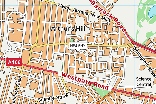 NE4 5HY map - OS VectorMap District (Ordnance Survey)