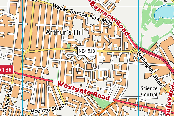 NE4 5JB map - OS VectorMap District (Ordnance Survey)