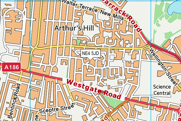 NE4 5JD map - OS VectorMap District (Ordnance Survey)