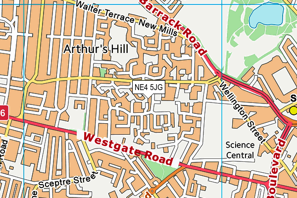 NE4 5JG map - OS VectorMap District (Ordnance Survey)