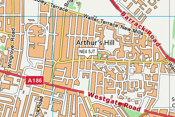 NE4 5JT map - OS VectorMap District (Ordnance Survey)