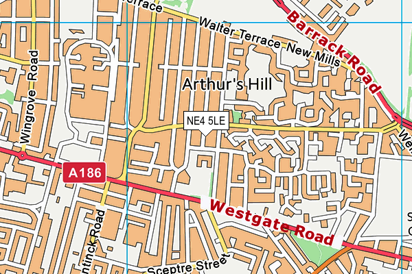 NE4 5LE map - OS VectorMap District (Ordnance Survey)