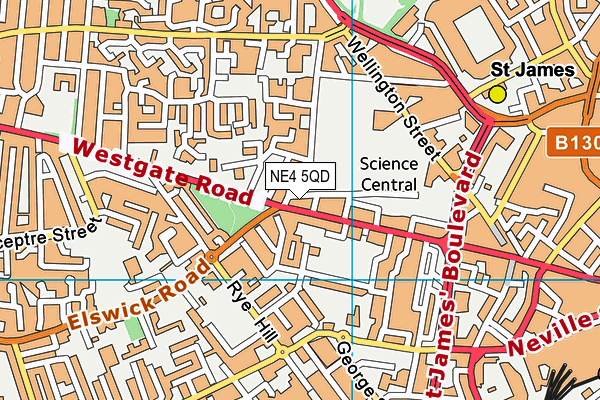 NE4 5QD map - OS VectorMap District (Ordnance Survey)