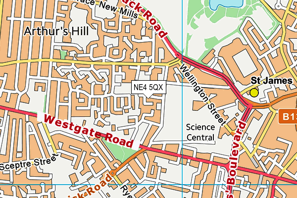 NE4 5QX map - OS VectorMap District (Ordnance Survey)