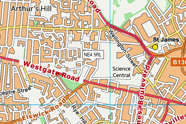 NE4 5RL map - OS VectorMap District (Ordnance Survey)