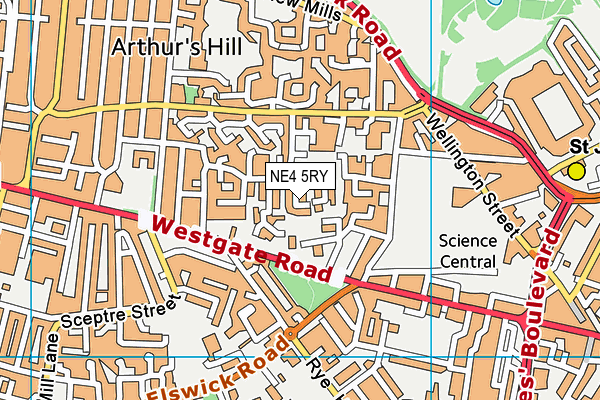 NE4 5RY map - OS VectorMap District (Ordnance Survey)