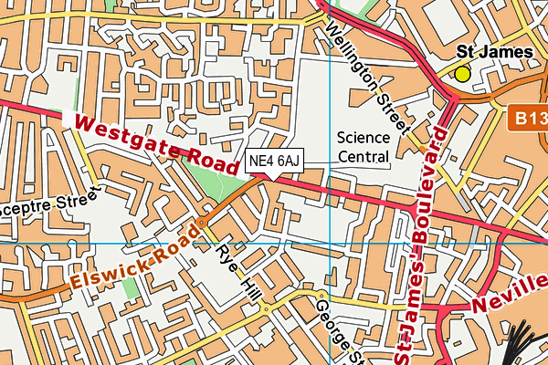 NE4 6AJ map - OS VectorMap District (Ordnance Survey)