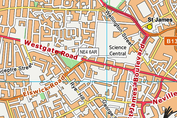NE4 6AR map - OS VectorMap District (Ordnance Survey)