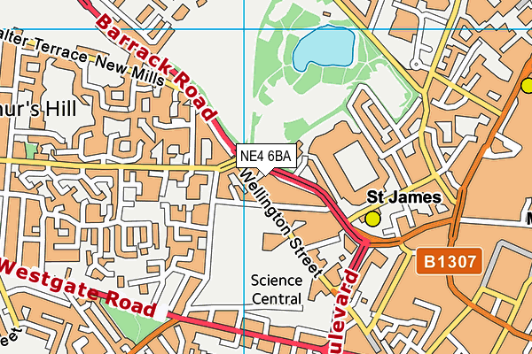 NE4 6BA map - OS VectorMap District (Ordnance Survey)