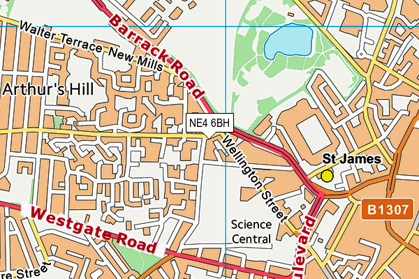 NE4 6BH map - OS VectorMap District (Ordnance Survey)