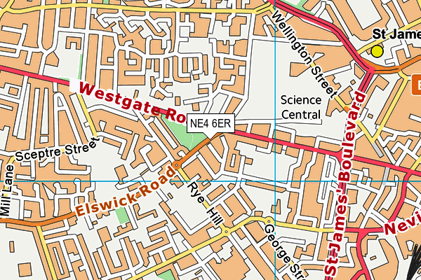 NE4 6ER map - OS VectorMap District (Ordnance Survey)