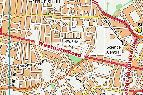 NE4 6HA map - OS VectorMap District (Ordnance Survey)