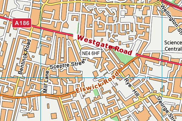 NE4 6HF map - OS VectorMap District (Ordnance Survey)