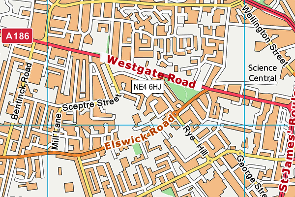 NE4 6HJ map - OS VectorMap District (Ordnance Survey)