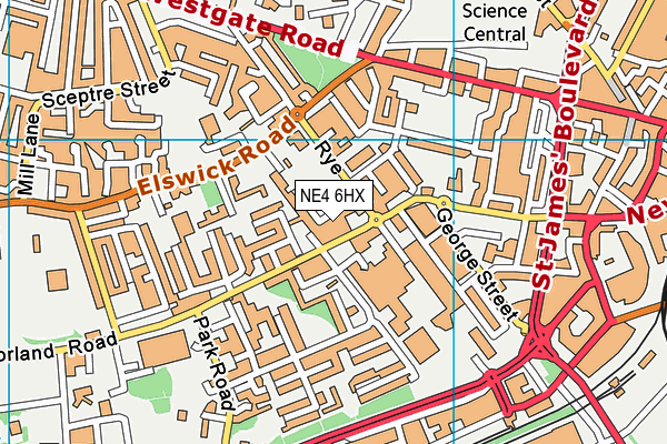NE4 6HX map - OS VectorMap District (Ordnance Survey)