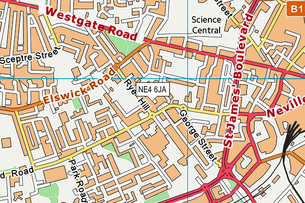 NE4 6JA map - OS VectorMap District (Ordnance Survey)
