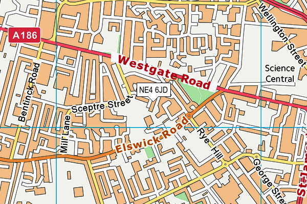 NE4 6JD map - OS VectorMap District (Ordnance Survey)