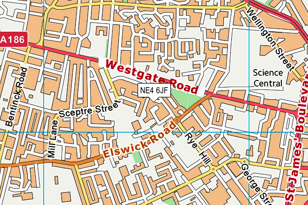 NE4 6JF map - OS VectorMap District (Ordnance Survey)