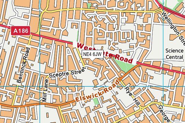 NE4 6JW map - OS VectorMap District (Ordnance Survey)