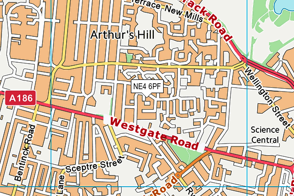 NE4 6PF map - OS VectorMap District (Ordnance Survey)