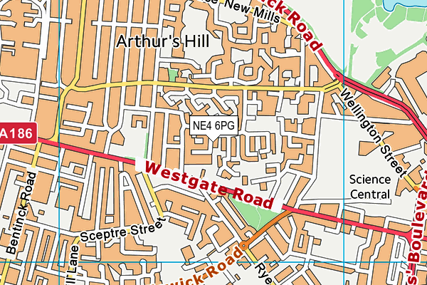 NE4 6PG map - OS VectorMap District (Ordnance Survey)