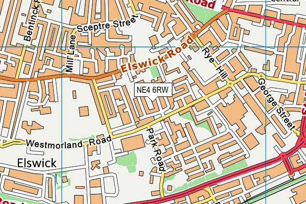 NE4 6RW map - OS VectorMap District (Ordnance Survey)