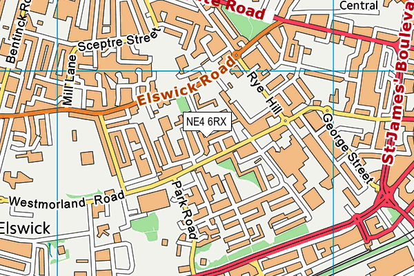 NE4 6RX map - OS VectorMap District (Ordnance Survey)