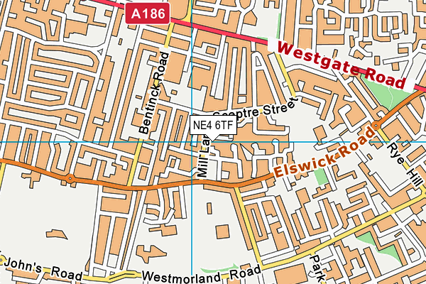 NE4 6TF map - OS VectorMap District (Ordnance Survey)