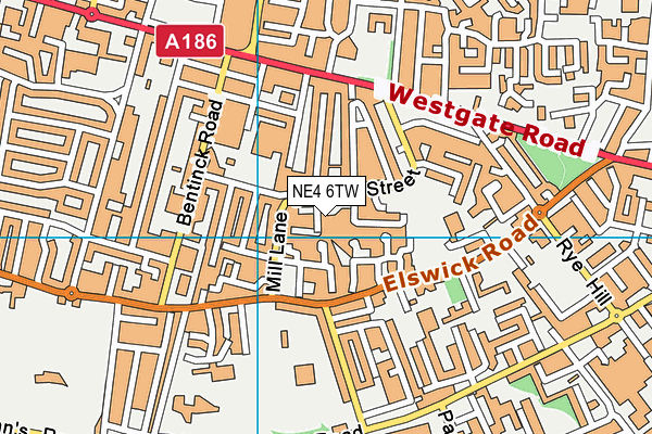 NE4 6TW map - OS VectorMap District (Ordnance Survey)