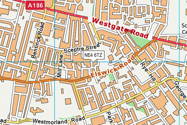 NE4 6TZ map - OS VectorMap District (Ordnance Survey)