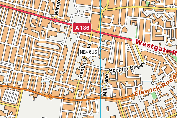 NE4 6US map - OS VectorMap District (Ordnance Survey)