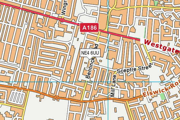 NE4 6UU map - OS VectorMap District (Ordnance Survey)