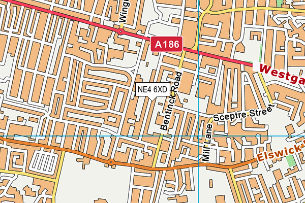 NE4 6XD map - OS VectorMap District (Ordnance Survey)