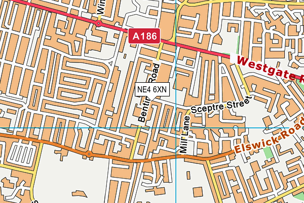 NE4 6XN map - OS VectorMap District (Ordnance Survey)