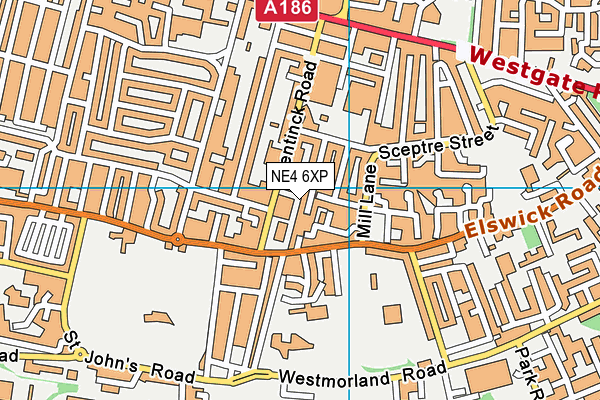 NE4 6XP map - OS VectorMap District (Ordnance Survey)