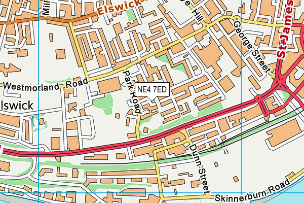 NE4 7ED map - OS VectorMap District (Ordnance Survey)