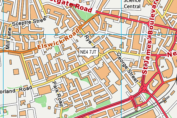 NE4 7JT map - OS VectorMap District (Ordnance Survey)