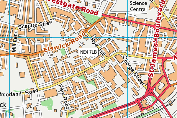 NE4 7LB map - OS VectorMap District (Ordnance Survey)
