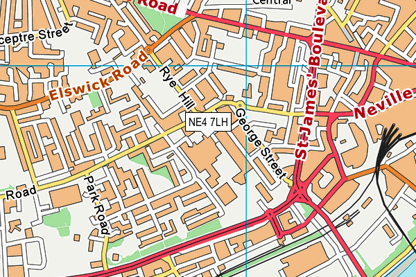 NE4 7LH map - OS VectorMap District (Ordnance Survey)