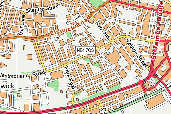 NE4 7QS map - OS VectorMap District (Ordnance Survey)