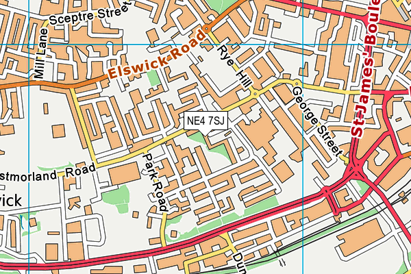 NE4 7SJ map - OS VectorMap District (Ordnance Survey)