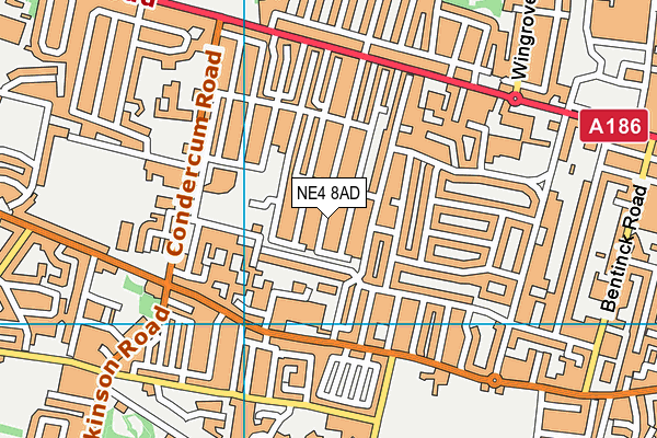 NE4 8AD map - OS VectorMap District (Ordnance Survey)