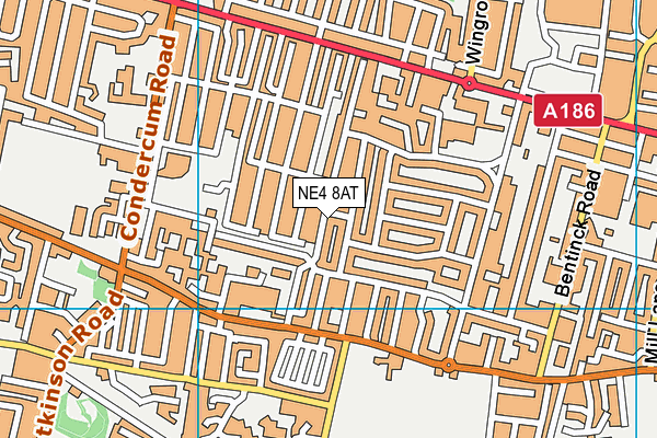 NE4 8AT map - OS VectorMap District (Ordnance Survey)