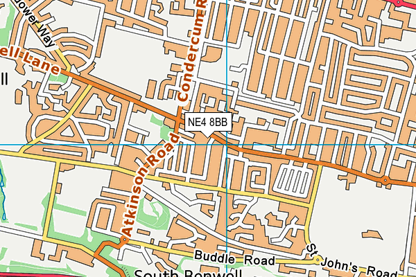 NE4 8BB map - OS VectorMap District (Ordnance Survey)